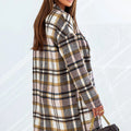 Plaid Longline Jacket with Pockets