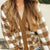 Checkered Sherpa Loose Knit Cardigan with Pockets Camel