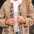 Casual Leopard Print Accent Plush Jacket with Pockets