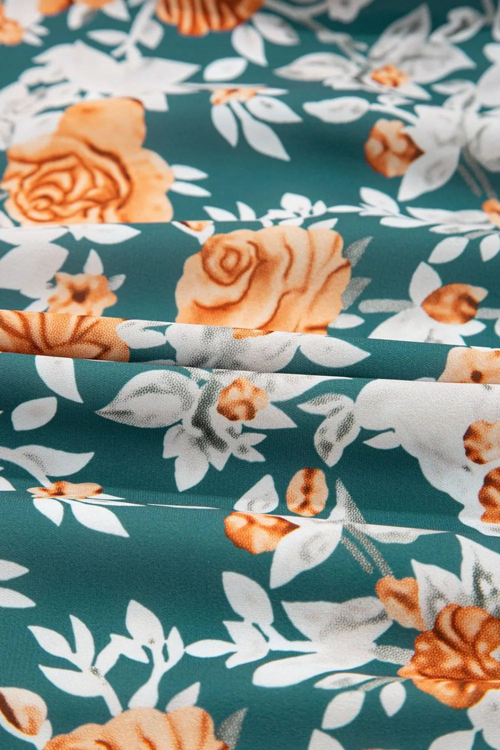 Floral Print Trimmed V Neck Tie Waist Sleeveless Dress