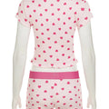 Heart Print Top and Shorts Loungewear Set