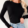 Ribbed Long Sleeve Fitted Bodysuit Black
