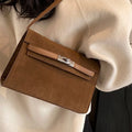 Solid Color Buckle Shoulder Bag
