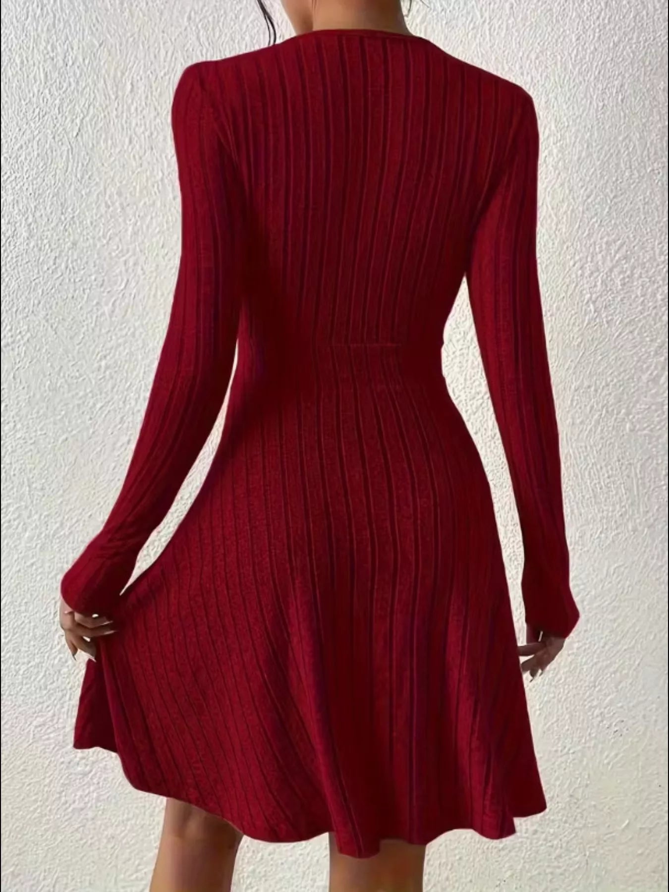 Ribbed Knit Wrap Mini Dress