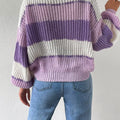 Striped Knit Round Neck Sweater