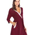 Tie Waist Surplice Neck Robe with Pockets