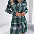Plaid Button Front Tie Waist Shirt Dress