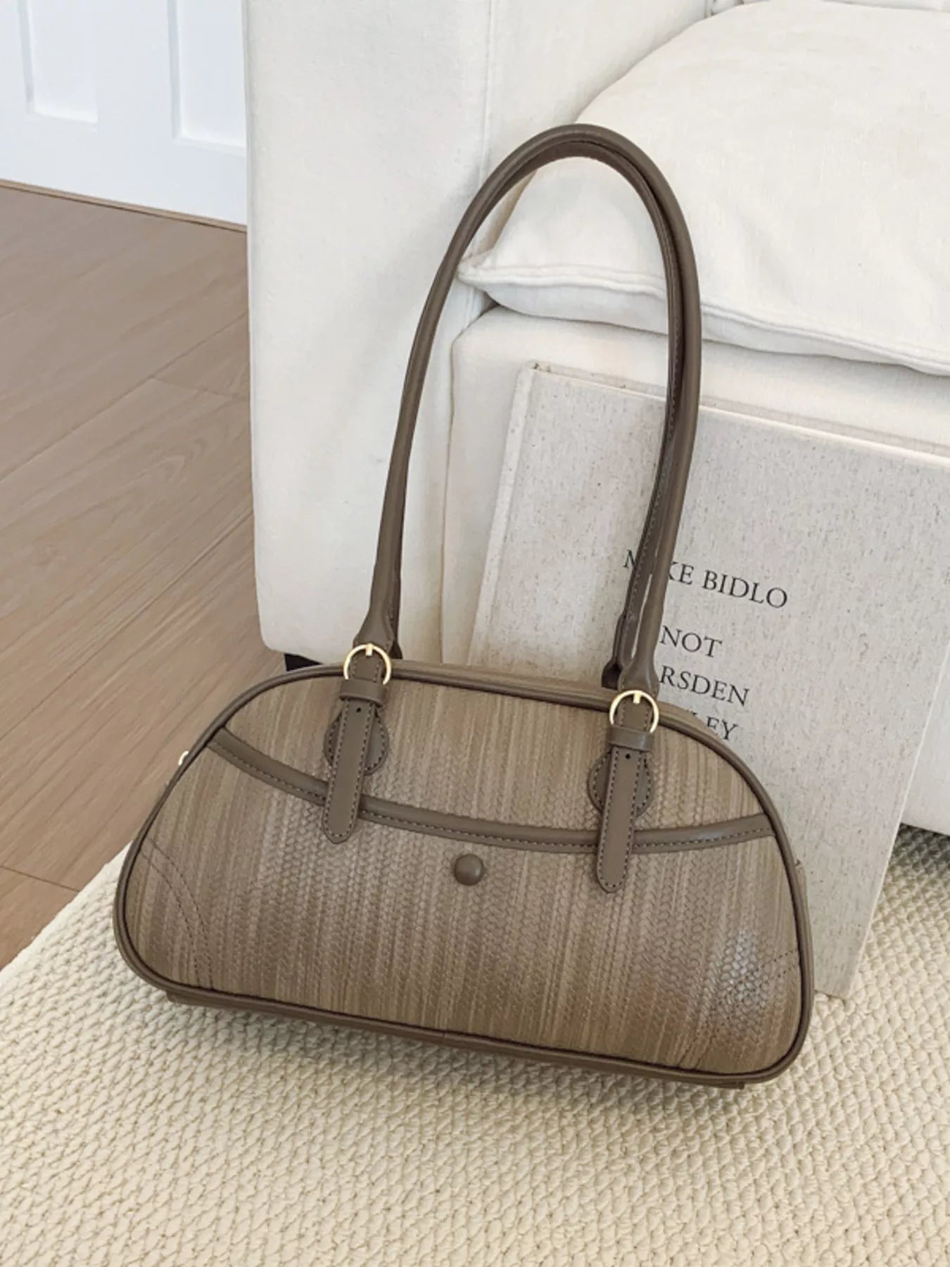 Vintage Buckle Shoulder Bag Gray One Size