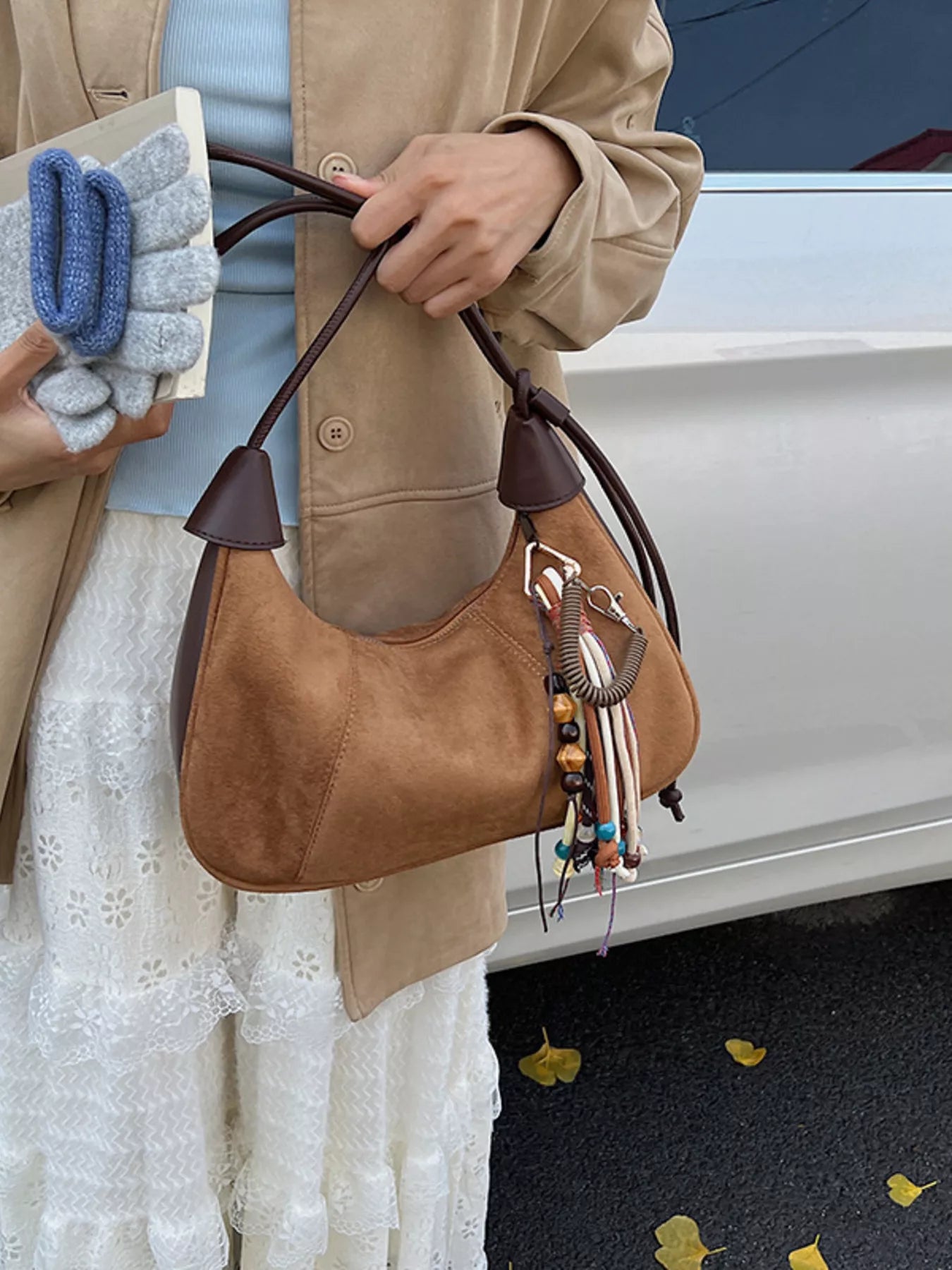 Vintage Suede Tassel Shoulder Bag