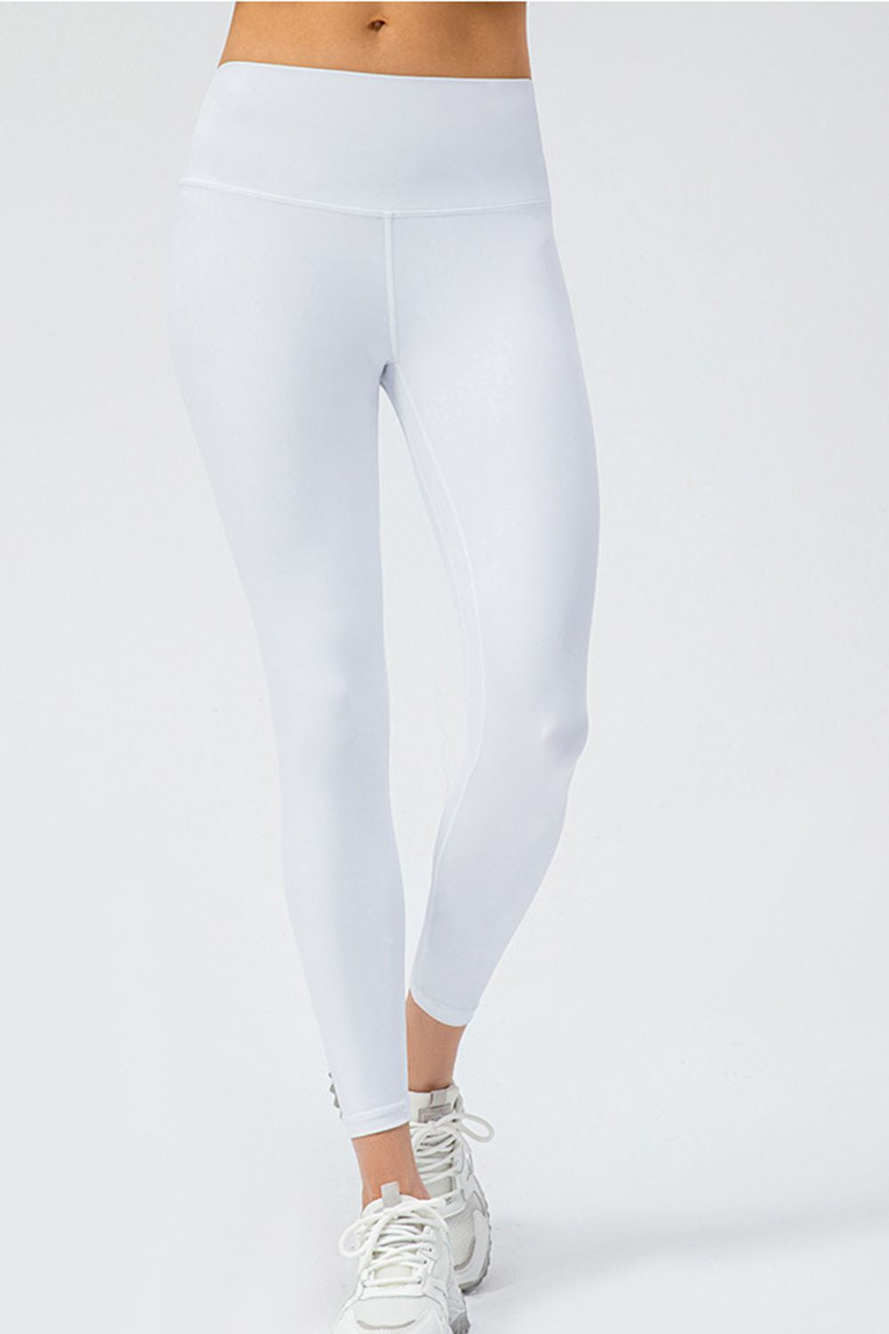 Wide Waistband Slim Fit Active Leggings White