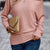 Texture Round Neck Long Sleeve Top Dusty Pink