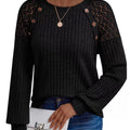 Ribbed Knit T-Shirt with Lace Shoulder Detail