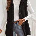 Cozy Sherpa Fleece Hooded Vest Coat Black