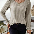 Ribbed Knit Long Sleeve T-Shirt