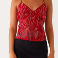 Embroidered Sequin Tie Back Cami