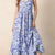 Floral Print Spaghetti Strap High Waist Dress Dusty Blue