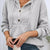Button-Front Drawstring Hoodie Light Gray