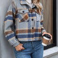 Plaid Oversized Button-Up Cropped Jacket