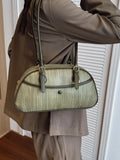 Vintage Buckle Shoulder Bag Green One Size