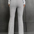Plus Size Ribbed Knit High Waist Flare Pants