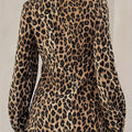 Leopard Print Tie Front Long Sleeve Blouse