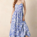 Floral Print Spaghetti Strap High Waist Dress