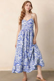 Floral Print Spaghetti Strap High Waist Dress