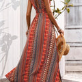 Tied Back Printed Sleeveless Maxi Slit Dress