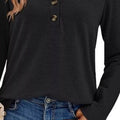 Casual Long Sleeve Button Detail T-Shirt