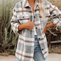 Plaid Button-Down Long Sleeve Jacket