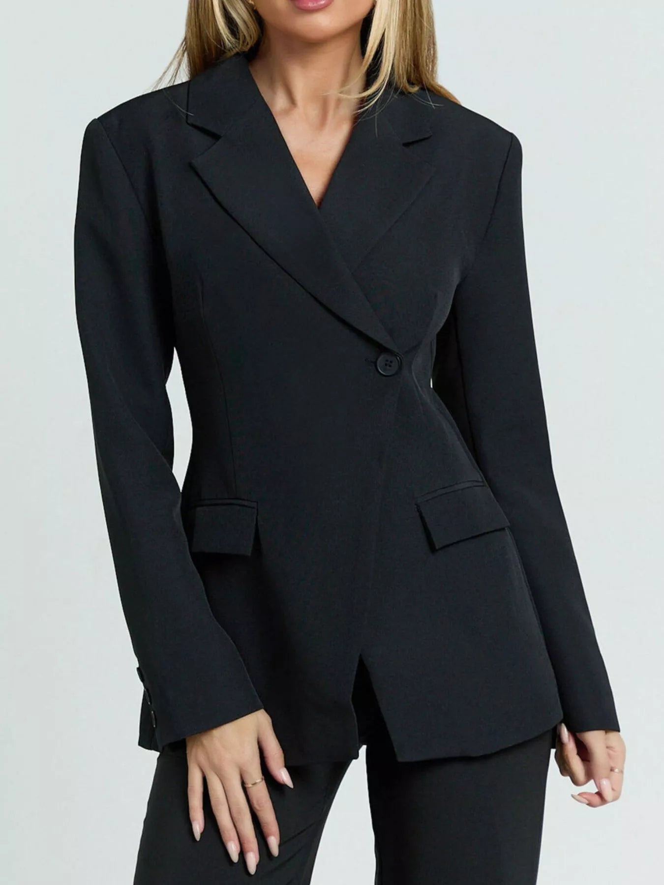 Lapel Collar One Button Blazer