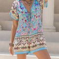 Tied Front Printed Short Sleeve Romper