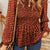 Floral Smocked Ruffle Hem Long Sleeve Blouse Brick Red
