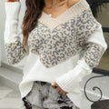 Leopard V-Neck Long Sleeve Sweater