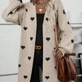 Heart Open Front Knit Cardigan