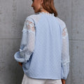 Crochet Tassel Tie Neck Long Sleeve Blouse