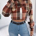 Plaid Button Up Cropped Jacket