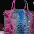 Gradient PU Leather Handbag Purple Blue One Size