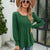 Smocked Round Neck Lantern Sleeve Blouse Green