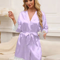 Tied Lace Detail Three-Quarter Sleeve Lounge Nightgown