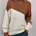 Color Block Ribbed Knit Sweater
