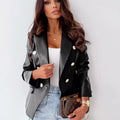 Lapel Collar Leather Blazer
