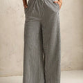 Gingham Print Wide Leg Casual Pants