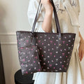 Printed Tote Shoulder Bag with Pouch