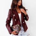 Lapel Collar Leather Blazer