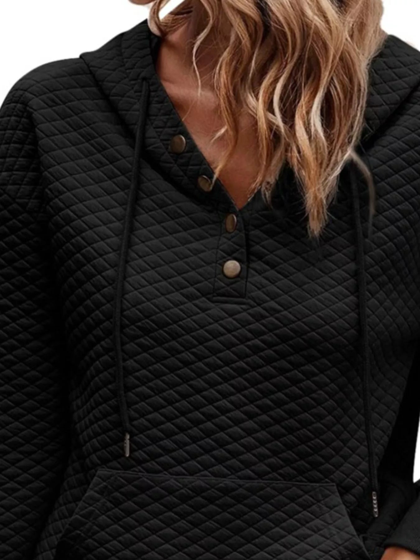 Drawstring Textured Dropped Shoulder Hoodie