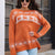 Reindeer & Snowflake Pattern Dropped Shoulder Pullover Sweater Orange