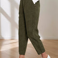 Corduroy Elastic Waist Cropped Pants