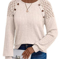 Ribbed Knit T-Shirt with Lace Shoulder Detail