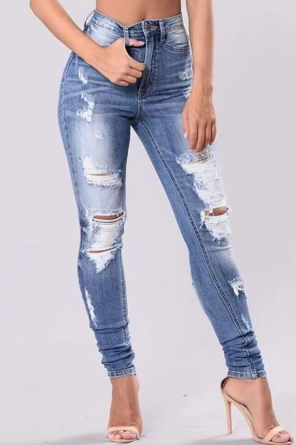 Full Size Distressed Skinny Jeans Plus Size Light